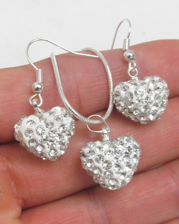 Valentine shambhala heart necklace set