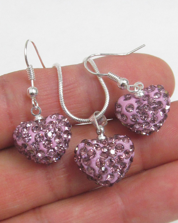 Valentine shambhala heart necklace set