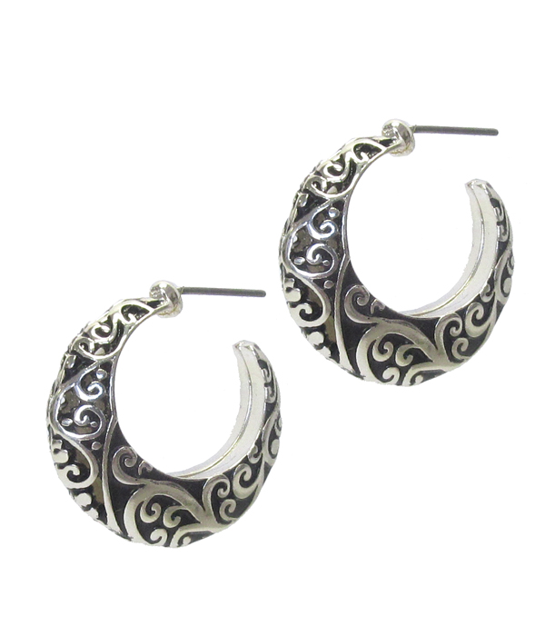 Designer textured puffy hoop earring