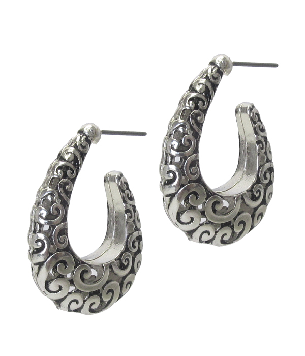 Designer textured puffy hoop earring