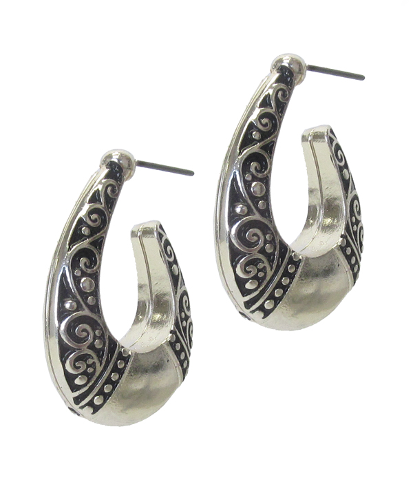 Designer textured puffy hoop earring