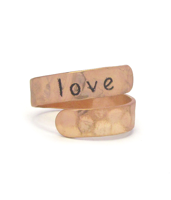 Religious inspiration swirl ring - love