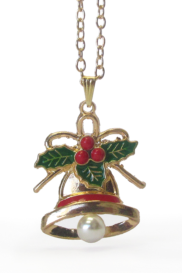 Christmas theme pendant necklace - bell