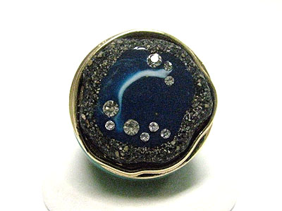 Crystal stud marblic stone fashion ring