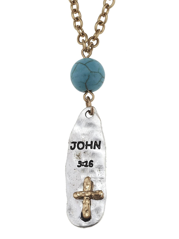 Handmade scripture cross pendant necklace