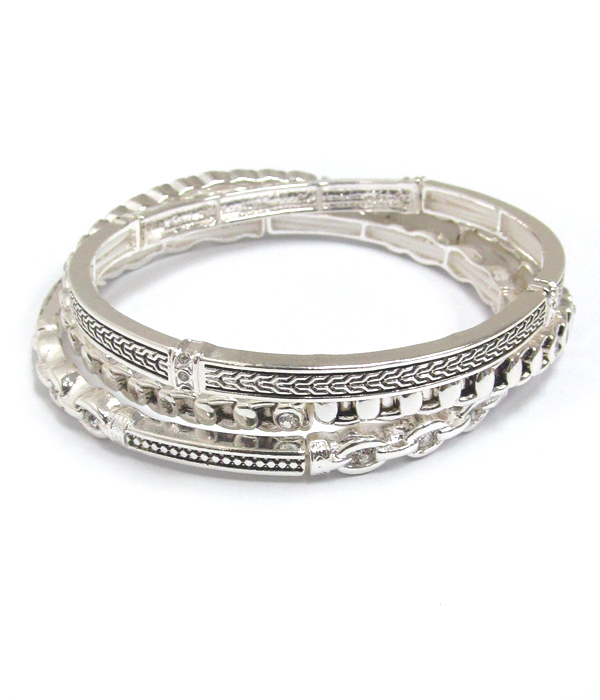 Metal filigree stackable multi stretch bracelet set