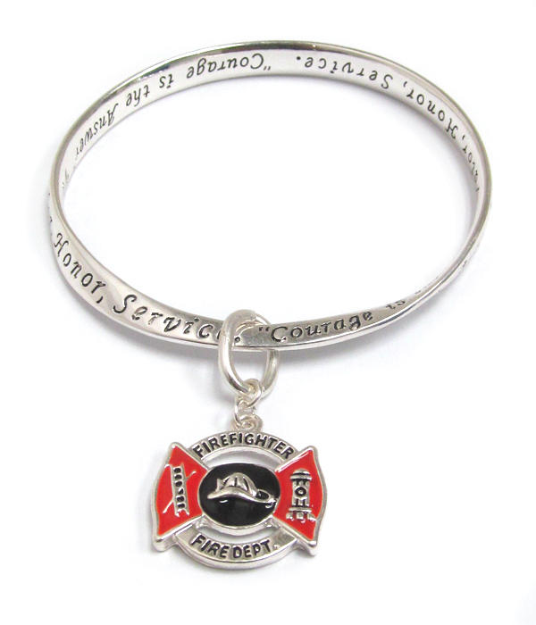 FIRE FIGHTER THEME CHARM TWIST MESSAGE BRACELET