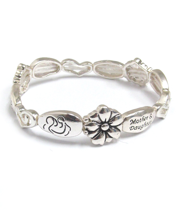 Mother and daughter theme stretch bracelet