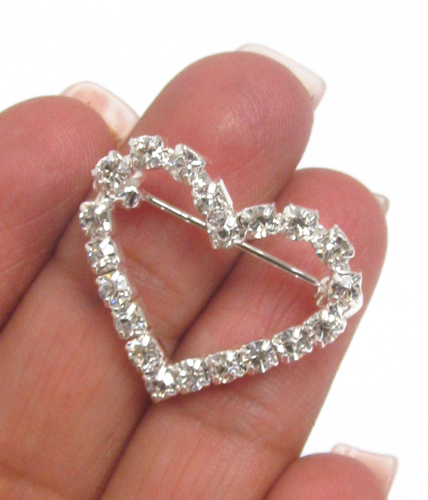 Rhinestone heart brooch or pin