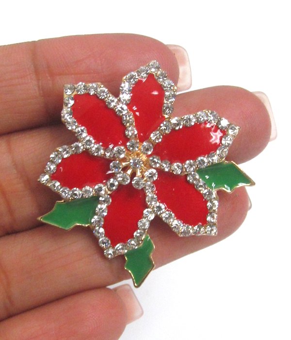 Crystal and epoxy flower brooch or pin