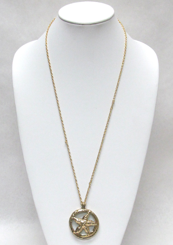 Starfish cover magnifying glass long necklace
