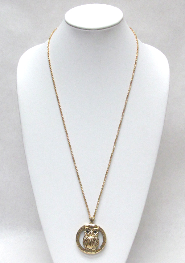 Owl cover magnifying glass long necklace