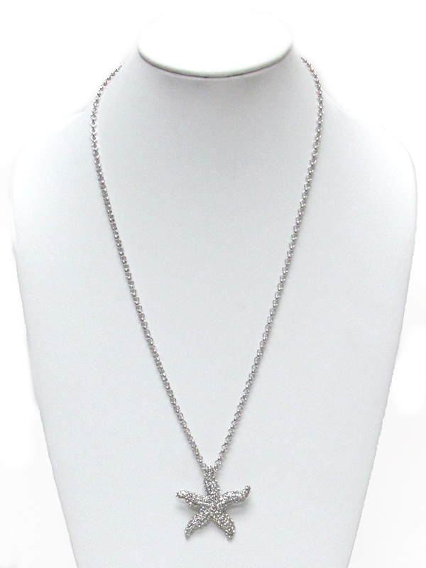 Crystal starfish long necklace