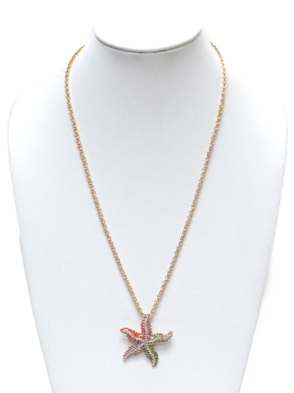 Crystal starfish long necklace
