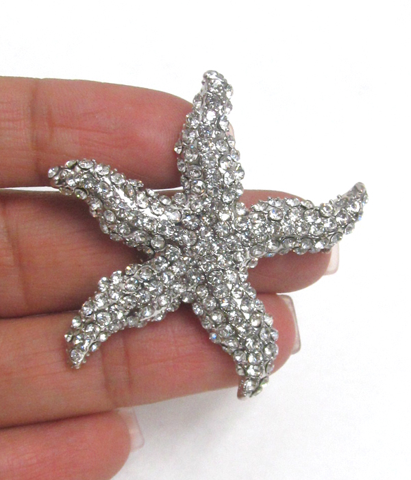 Crystal starfish brooch or pin