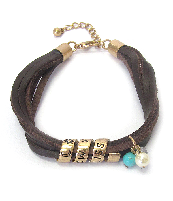 SWIRL METAL AND MULTI LEATHER BRACELET - FOLLOW YOUR BLISS