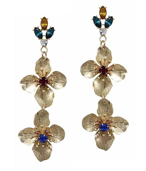 Double flower drop earring