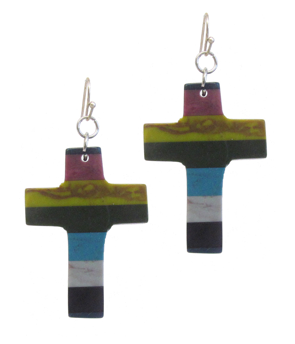 CLAY CROSS EARRING