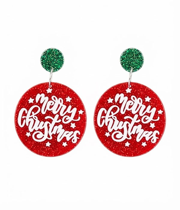 Christmas theme acrylic earring - merry christmas
