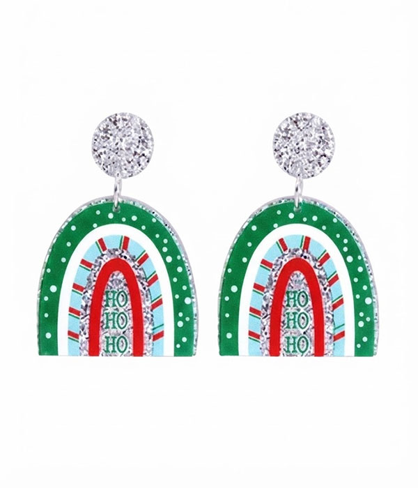 Christmas theme acrylic earring - rainbow