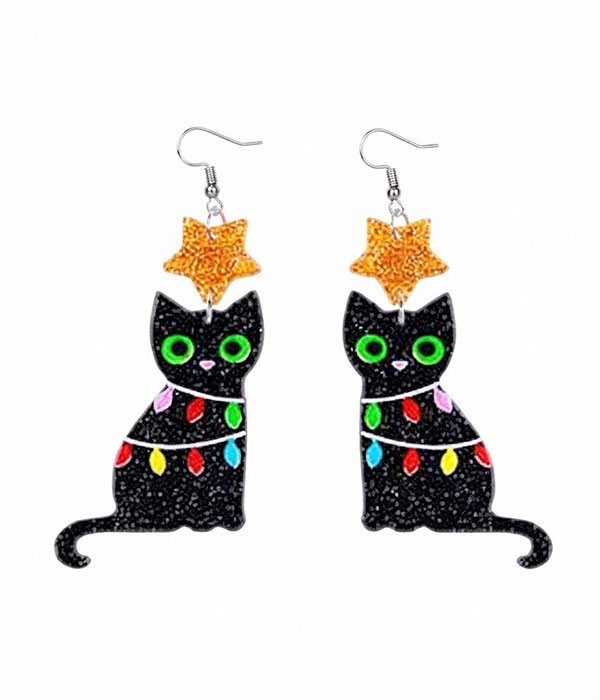 Christmas theme acrylic earring - cat