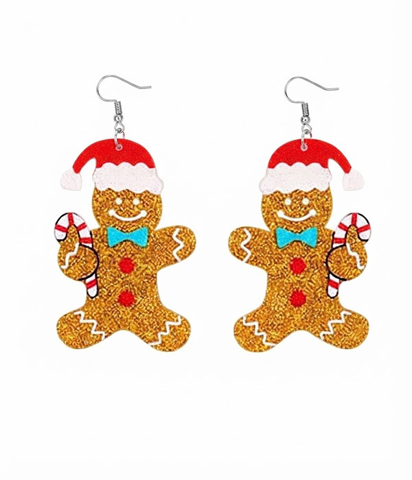 Christmas theme acrylic earring - ginger bread