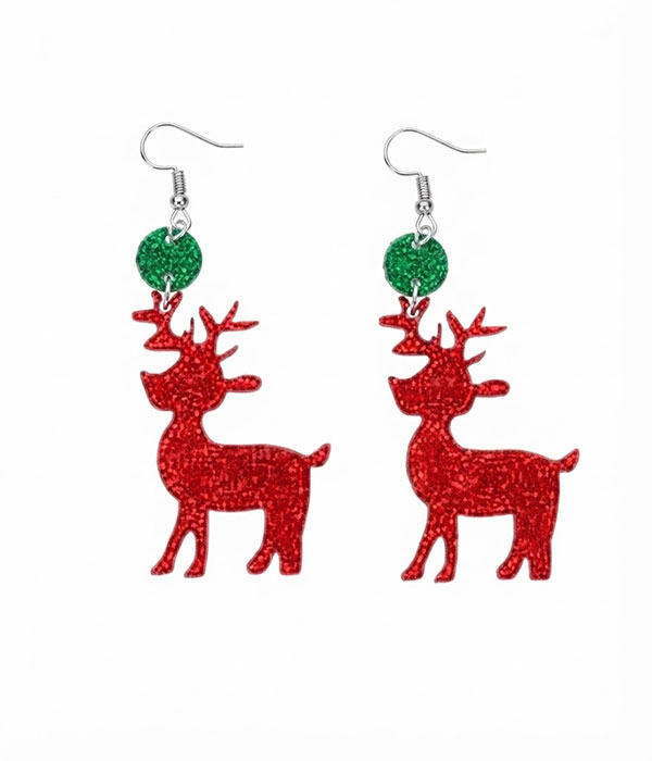 Christmas theme acrylic earring - reindeer