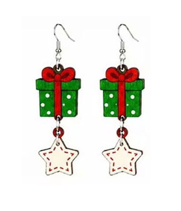 Christmas theme wood earring - gift