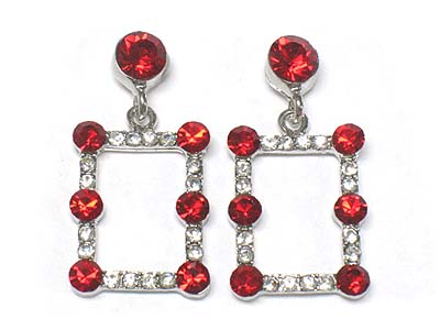 Crystal deco rectangle frame drop earring 