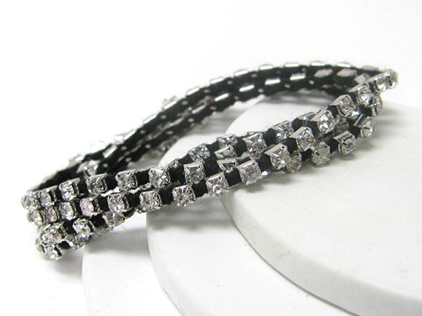 Crystal and thread knot free wrap style bracelet