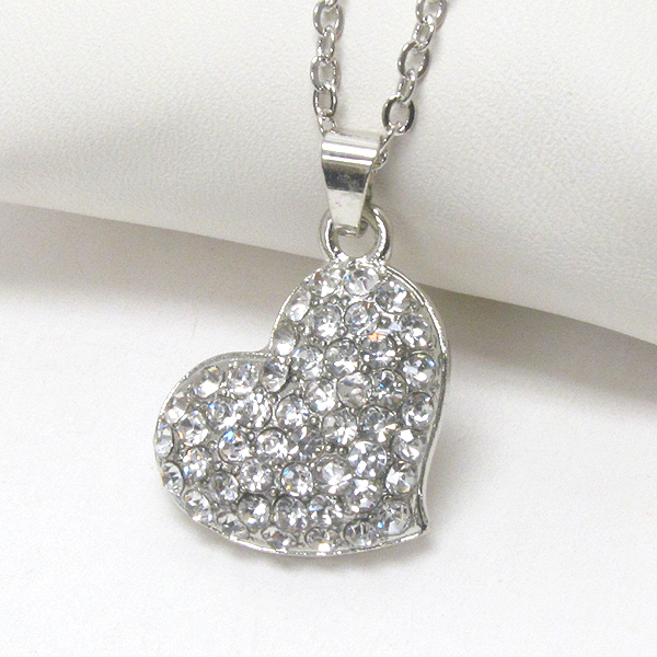 Crystal stud heart necklace -valentine