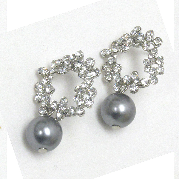 Crystal wreath and pearl drop earring