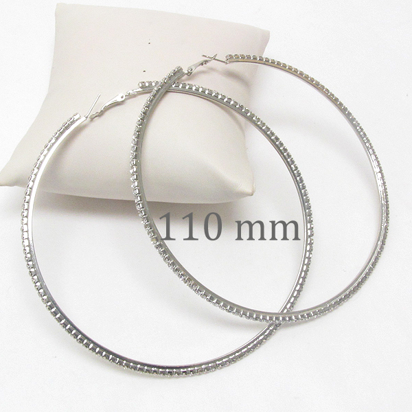110 mm super large rhinestone hoop earring