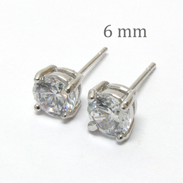 6 mm aa quality cubic zirconia stud earring