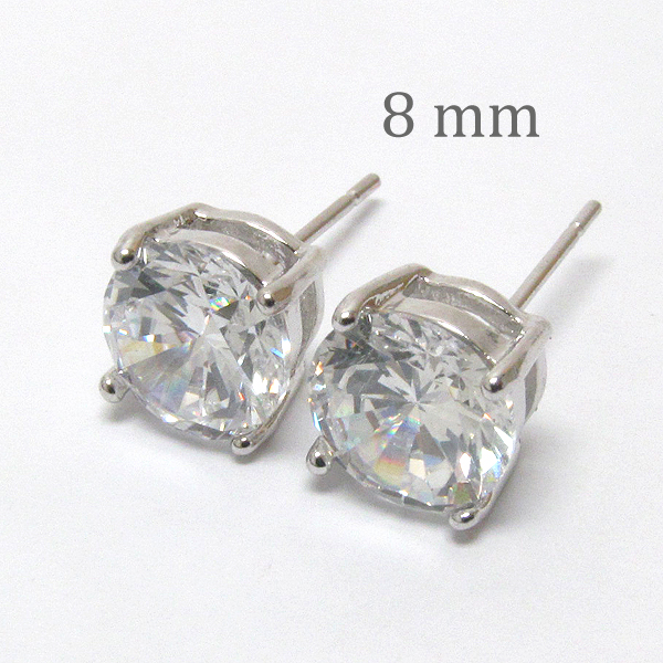 8 mm aa quality cubic zirconia stud earring