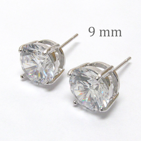 9 mm aa quality cubic zirconia stud earring