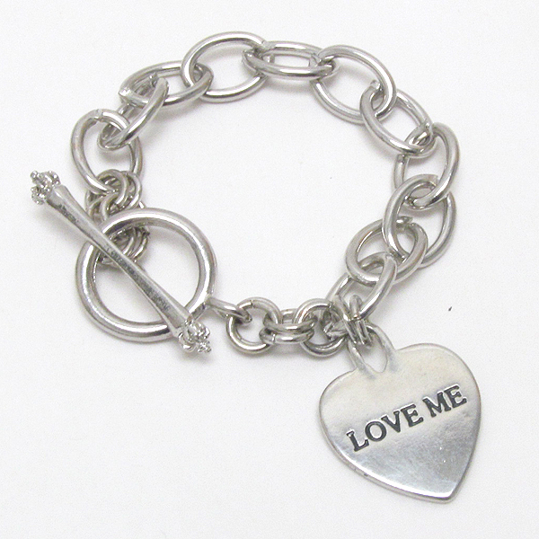 Premier electro plating plain metal heart toggle chain bracelet -valentine