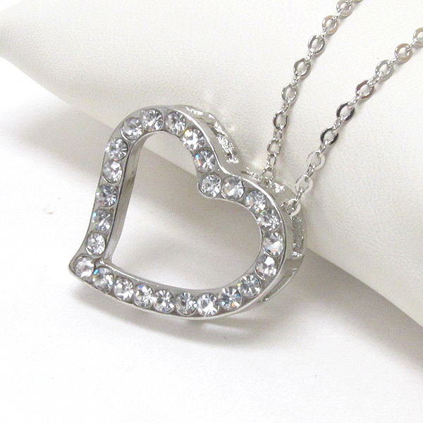 Premier electro plating crsytal deco heart pendant necklace