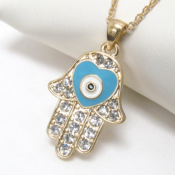 PREMIER ELECTRO PLATING CRYSTAL DECO HAMSA PENDANT NECKLACE