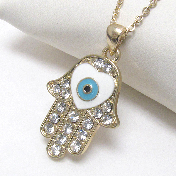 PREMIER ELECTRO PLATING CRYSTAL DECO HAMSA PENDANT NECKLACE