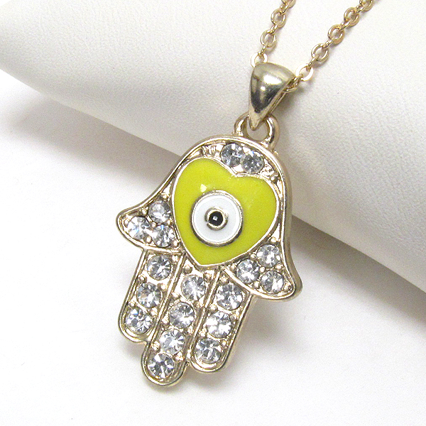 PREMIER ELECTRO PLATING CRYSTAL DECO HAMSA PENDANT NECKLACE