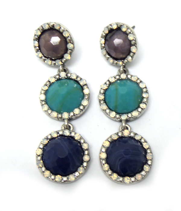 Three stone drop earrings 