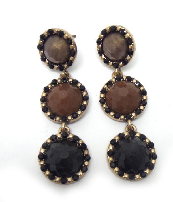 Three stone drop earrings 