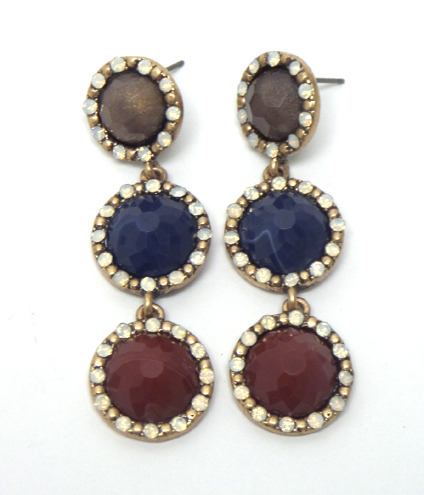 Three stone drop earrings 