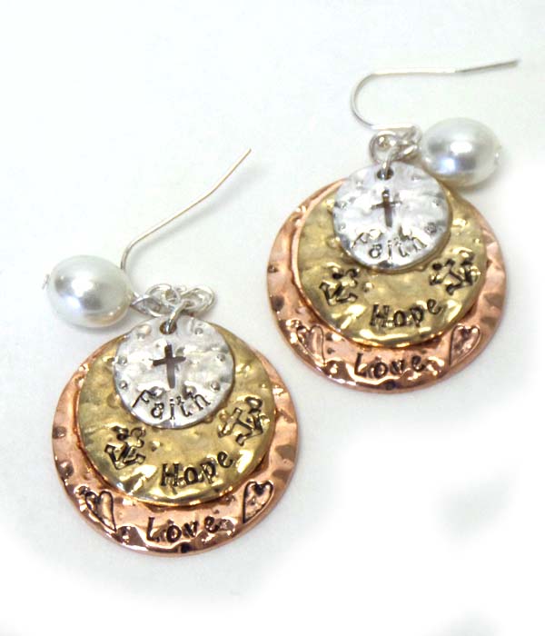 Multi layer charm hook earrings