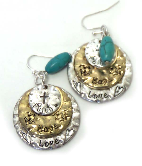 Multi layer charm hook earrings