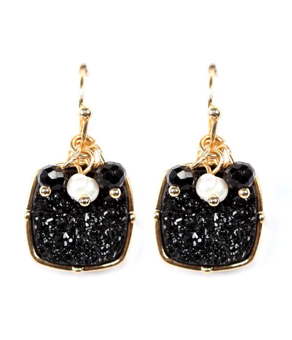 Druzy and pearl earring