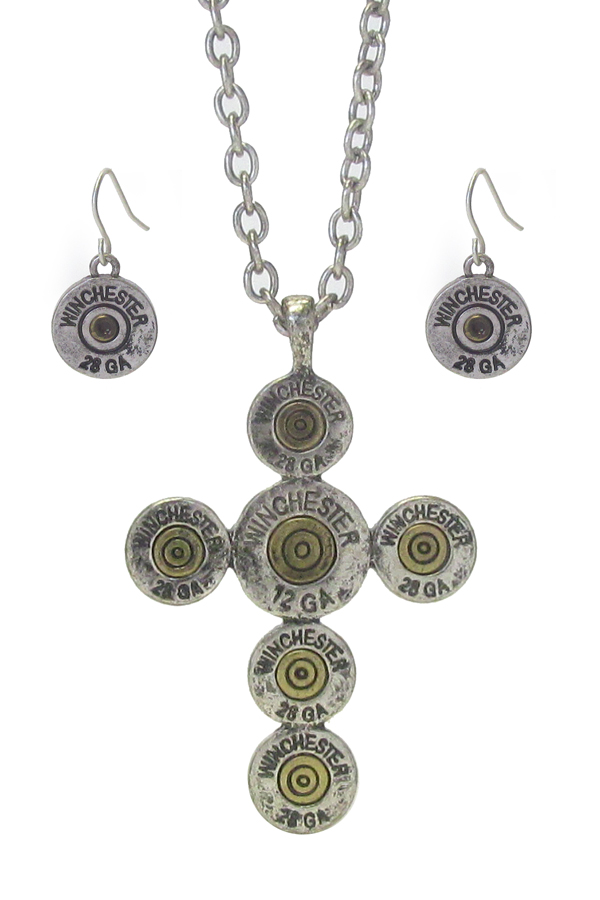 Bullet cross necklace set