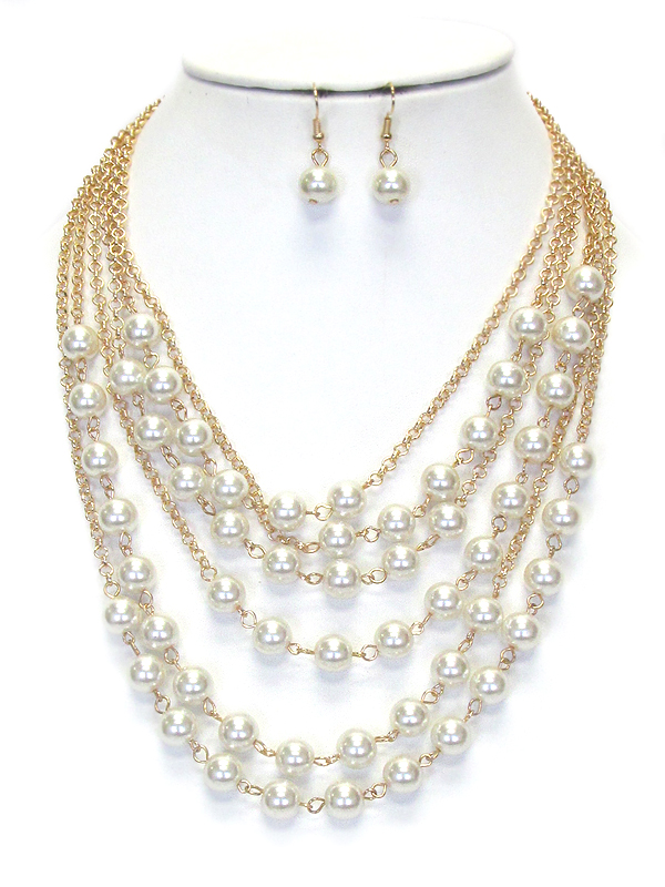 Multi pearl layer necklace set