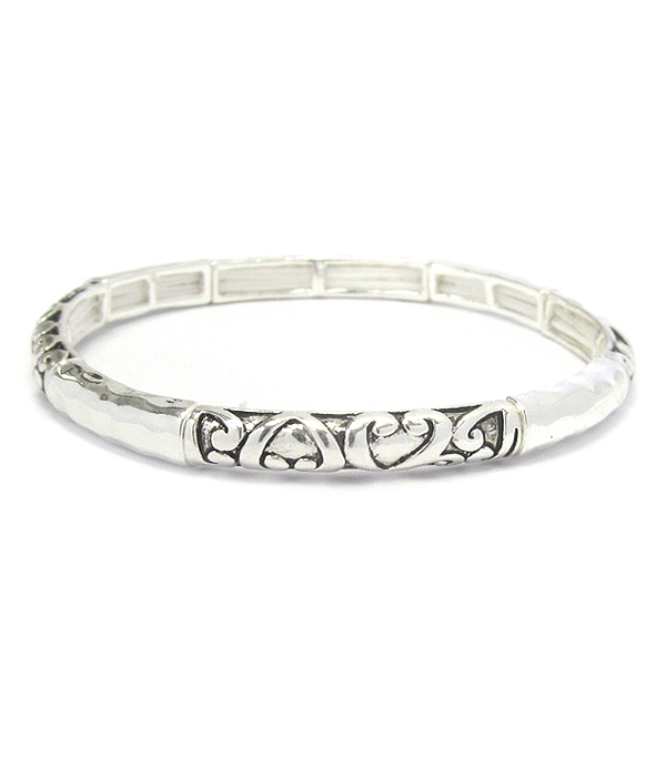Textured metal stackable stretch bracelet